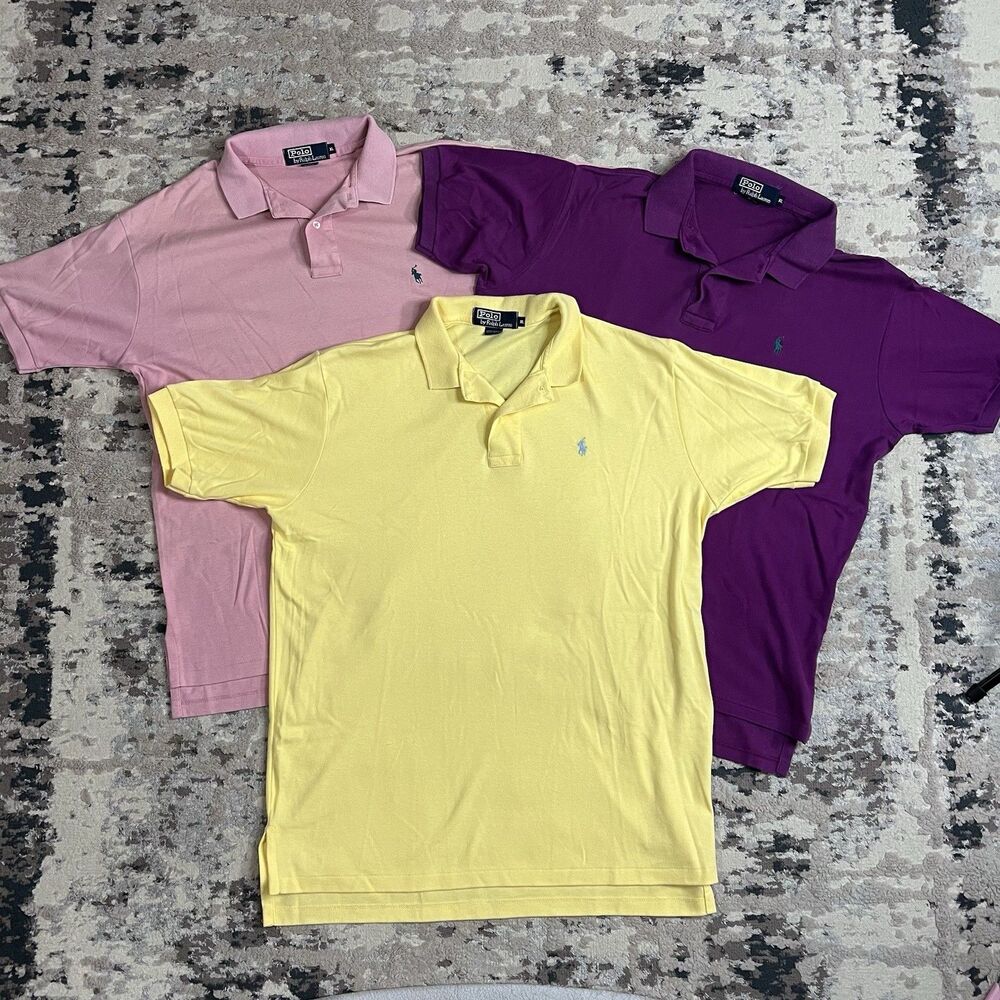 Vintage LOT OF 3 POLO RALPH LAUREN 90’s Polo Shirts Sz XL Pastel USA Made